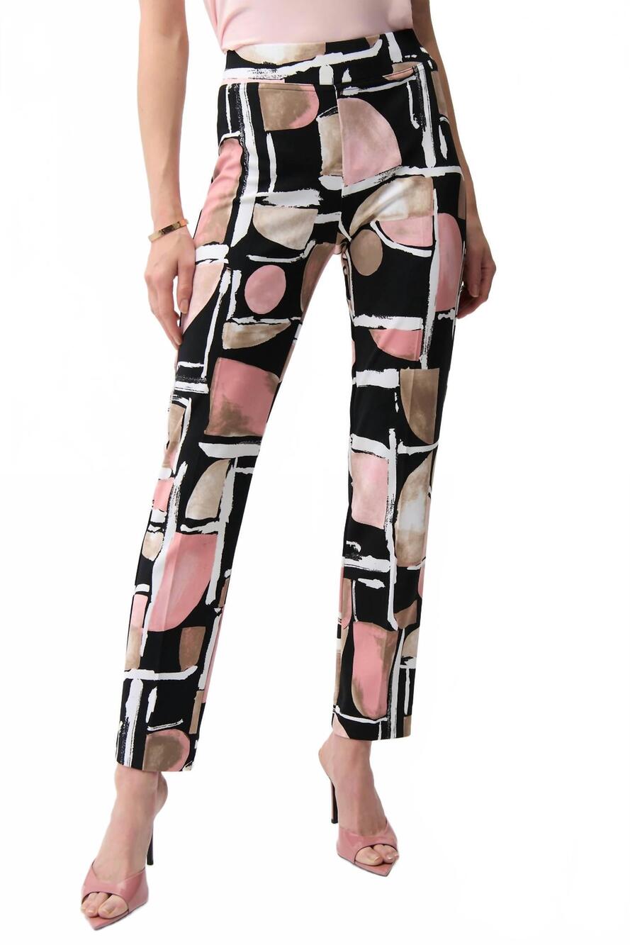 NEW JOSEPH RIBKOFF slim high-waisted trousers in black multi